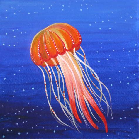 Jellyfish Original Acrylic Painting Sea Art Undersea World Etsy Uk