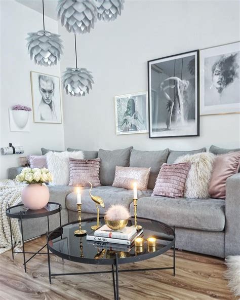 Cool Grey Interior With A Pop Of Pink And Gold To Warm It Upstunning