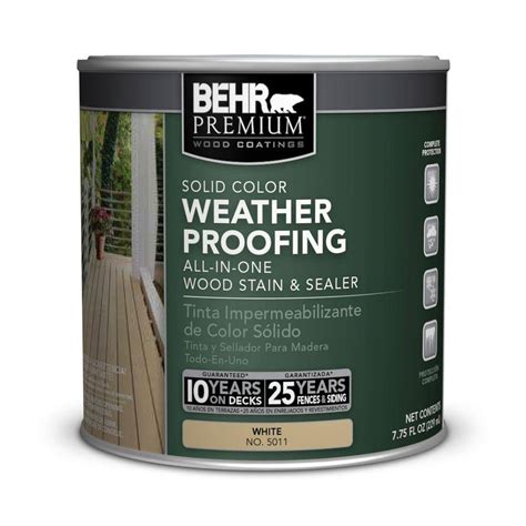 Behr Premium 8 Oz White Base Solid Color Weatherproofing All In One
