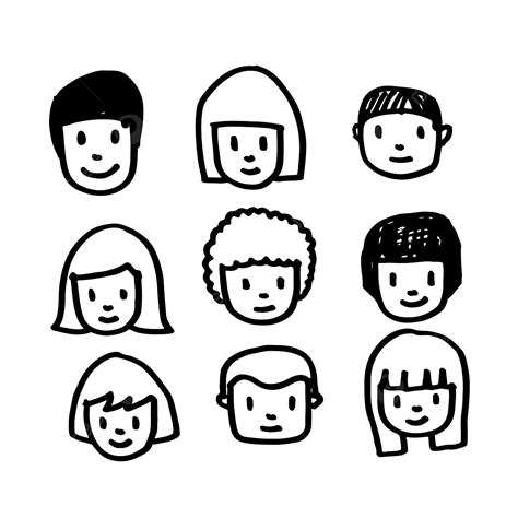 Hand Drawing People Vector Art Png People Face Icon Hand Draw People