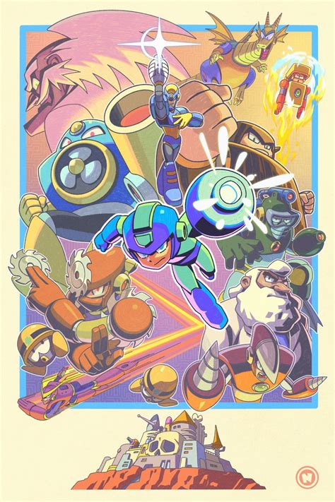 Mega Man Character Arm Cannon Robot Weapon Multiple Boys Facial Hair 6boys Helmet
