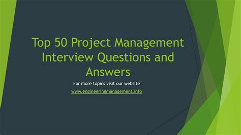 Top 50 Project Management Interview Questions And Answers