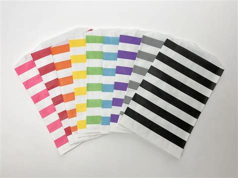 Flat Paper Party Favor Bags Stripes Middy Bitty Whisker Etsy Party