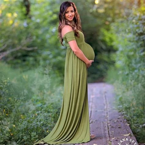 new 2018 bohemian style maternity dress summer photography props dresses off the shoulder woman