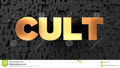 Cult Gold Text On Black Background 3d Rendered Royalty Free Stock