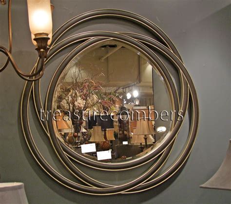 Contemporary Black Entwined Circles Round Wall Mirror Large 48 Modern