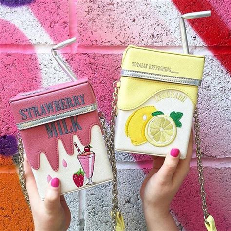 Strawberry Milk And Lemonade Juice Box Bag Purse Handbag By