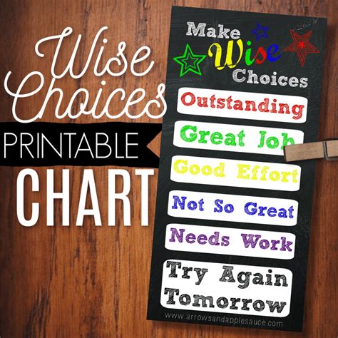 Wise Choices Discipline Chart Printable Arrows And Applesauce