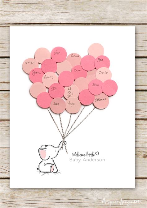 These colorful prints with curving fonts are perfect for a spring or summertime shower to welcome your new bundle of joy. Elephant Baby Shower Guest Book Printable - Aspen Jay