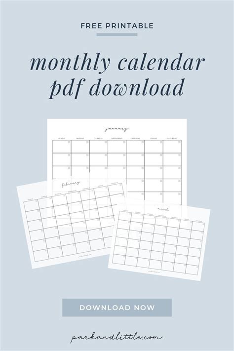 Free Printable Monthly Calendar Pdf Download Simple Blank Copies That