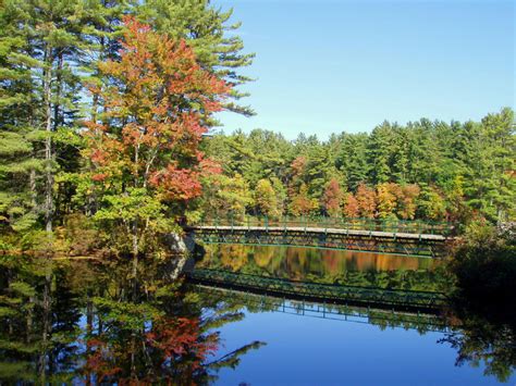 Bridge And Pond Landscape In New Hampshire Image Free Stock Photo