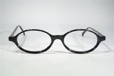Vintage 90s Imago Model 2803 All Black Oval Eyeglasses Glasses Frames