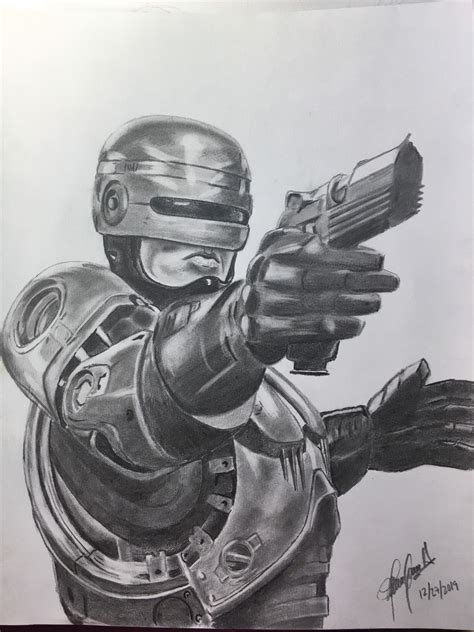 Robocop Made With Graphite Pencil In Marvel Art Drawings