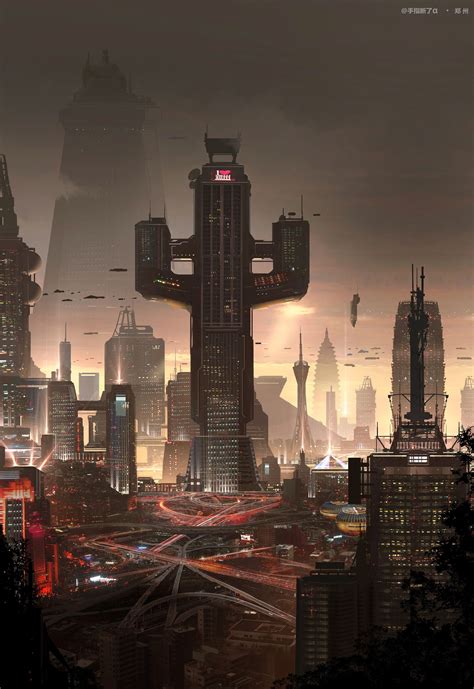 T Building In Cyberpunk World Arcology Futuristic City Cyberpunk City