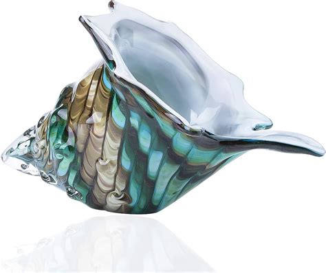 Hdcrystalts Hand Blown Seashell Art Glass Figurine Home