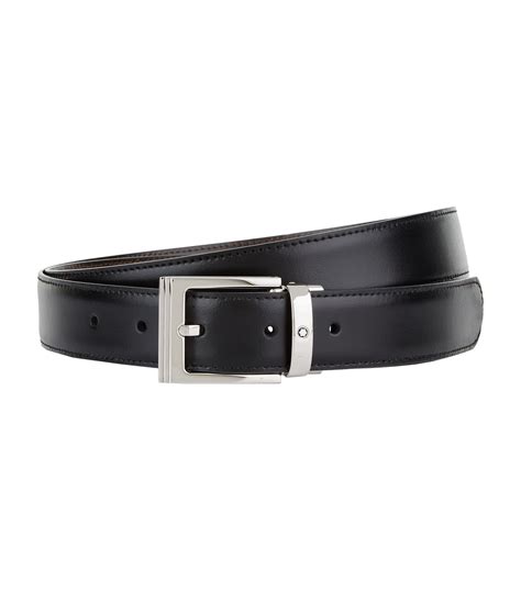 Montblanc Black Leather Logo Buckle Belt Harrods Uk