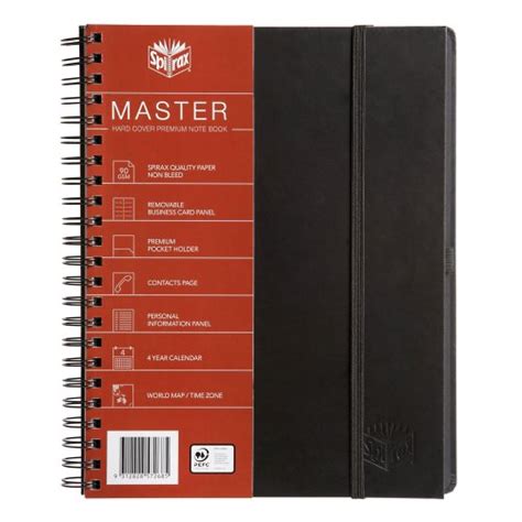 Notebook Spirax A4 Platinum Master 90gsm Black 200pg
