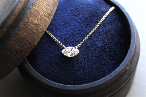 Marquise Diamond Minimalist Necklace - Gili Mor - Handmade in Houston
