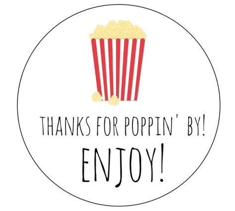 Popcorn Stickers Movie Birthdaymovie Theme Thank You Labels Thanks