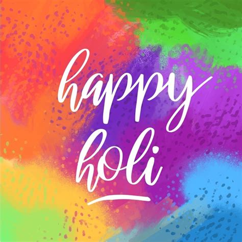 Happy Holi Lettering With Colourful Background Free Vector