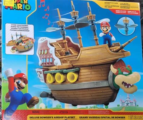 Super Mario Deluxe Bowsers Air Ship Playset W Mario Action Figure
