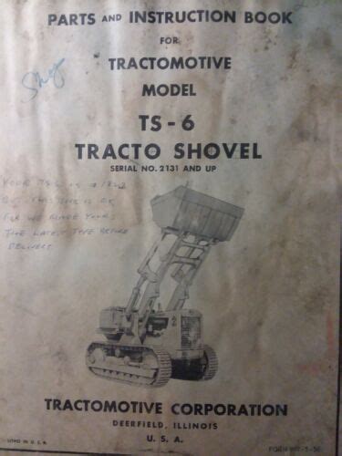 Tractomotive Ts 6 Tractor Shovel Loader Owner And Parts Manual Allis Hd
