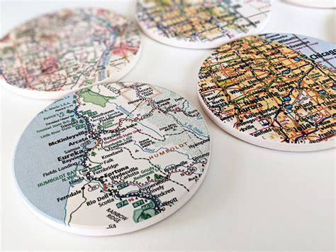 Personalized Map Coasters Custom Ceramic Coaster Wedding T Coaster
