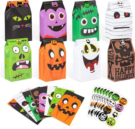Halloween Goodie Bags 40 Pcs 8 Style Paper Treat Bags For Halloween Party Favor Party Bags