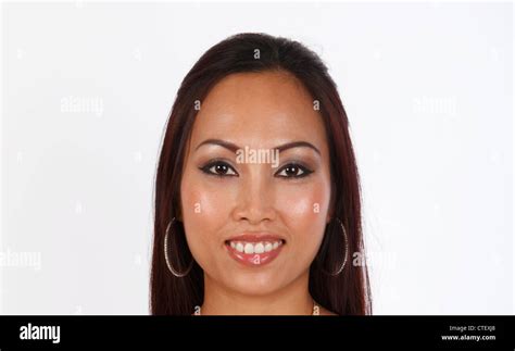 Close Up Head Shot Of A Thai Womans Face Stock Photo Alamy
