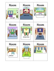 We did not find results for: English worksheets: Clue Board Game Cards - Rooms