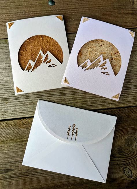 Greetings Card With Minimal Mountain Design Handmade Mulberry Etsy