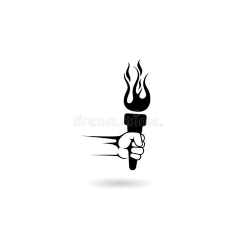 Hand With Flaming Torch Icon Isolated On White Background Stock Vector
