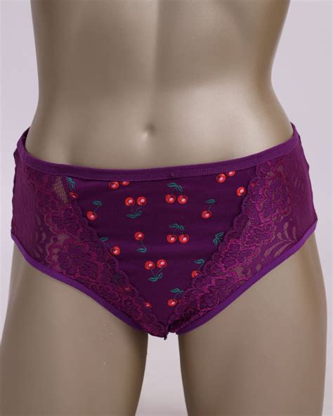 cotton panties front perforated lace with cherry print daraghmeh