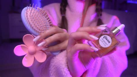 asmr pampering you for sleep 🤍 skincare brushing and cutting hair layered sounds youtube