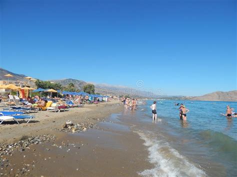 Kavros Crete Greece August 16 2014 People On Beaches