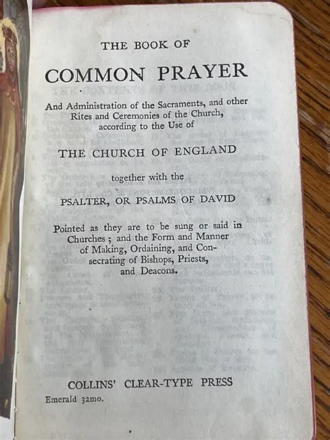 Vintage Book Of Common Prayer William Collins Clear Type Psalms Circa