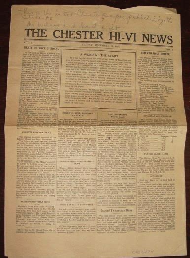 Newspapers Chester Historical Society