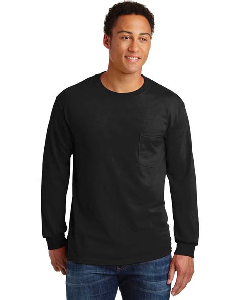 Gildan 2410 Ultra Cotton 100 Cotton Long Sleeve T Shirt With Pocket On