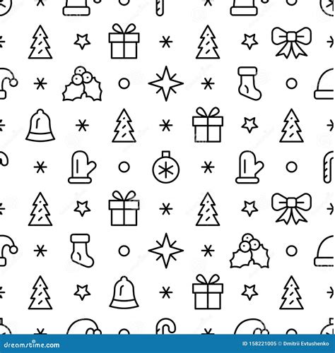 Simple Christmas Seamless Pattern With The Symbols Of The Christmas