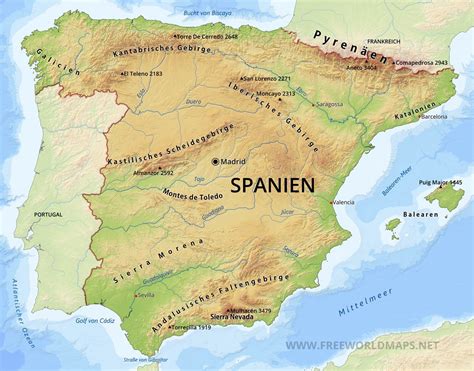 Karte Von Spanien Freeworldmaps Net