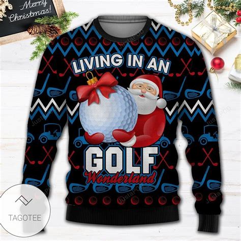 Santa Clause Golf Wonderland All Over Print Ugly Christmas Sweater