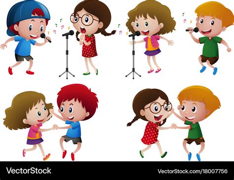 Boys And Girls Singing And Dancing Royalty Free Vector Image