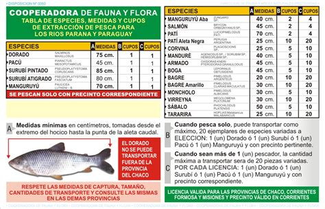 Direccion De Fauna Y Areas Naturales Protegidas Chaco Tabla De Pesca