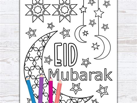 Eid Mubarak Coloring Page Eid Coloring Activity For Muslim Etsy Canada