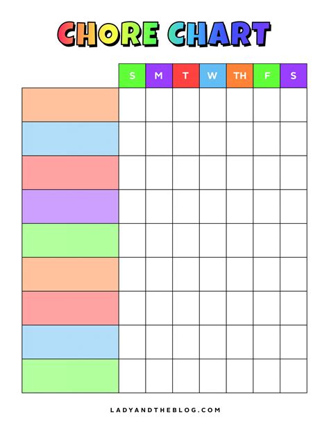 Printable Chore Chart For Kids Weekly Chore Chart Template Kulturaupice