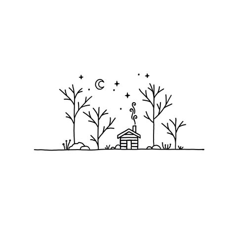 Cabin Doodle Outdoors Doodle Doodle In 2020 Mini Drawings Line