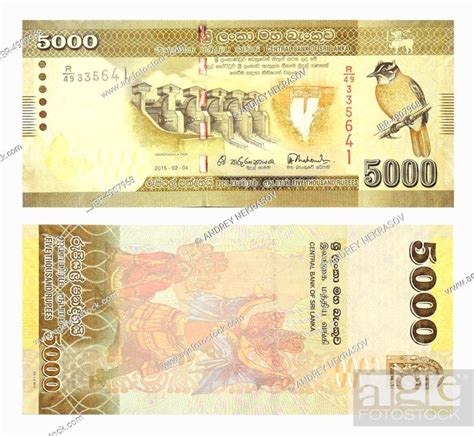 Banknotes 5000 Sri Lankan Rupees Front And Back Sri Lanca Stock