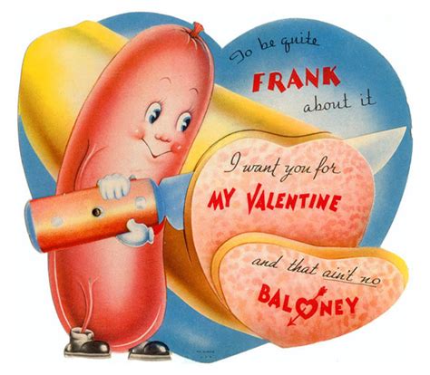 Funny Vintage Valentine Cards Meat And Weapons ~ Vintage Everyday