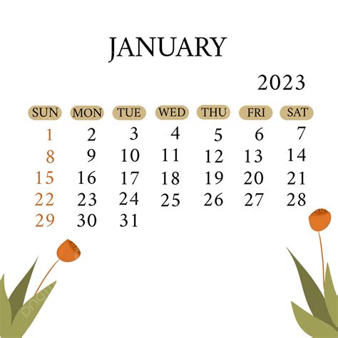 Kalender Bulan Januari 2023 Png Vector Psd And Clipart With Gambaran