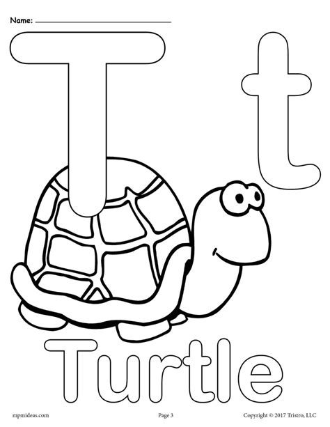 Letter T Alphabet Coloring Pages 3 Free Printable Versions Supplyme
